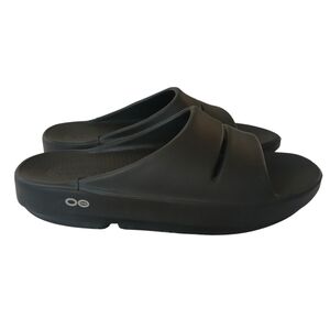 OOFOS Ooahh Slide Sandals Women's 8 Black Foam Recovery Lightweight Minimalist